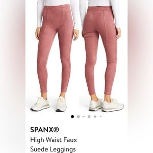 Women’s Spanx- Rich Rose faux suede leggings. Size small petite. New with tags.